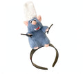 Remy plush chef headband - blue rat plush with chef hat on white background