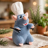 Remy plush chef headband in a cozy kitchen