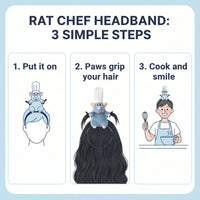How it works: put it on, paws grip your hair, cook and smile